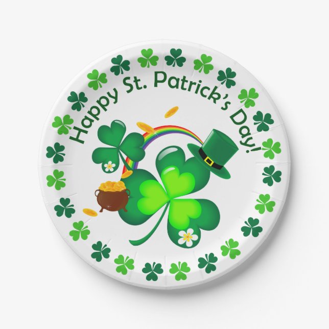 Happy St. Patrick's Day Paper Plate (Front)