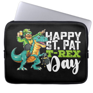 Happy St Patrick's Day Pat T Rex Dinosaur Laptop Sleeve