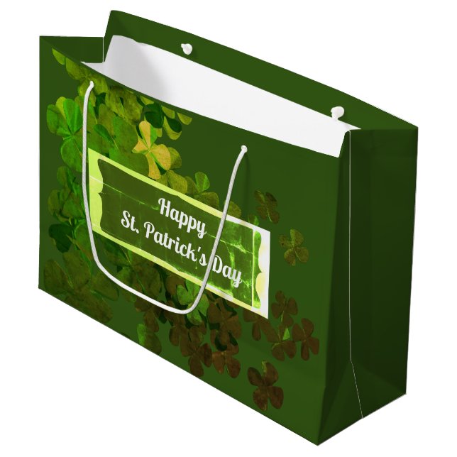 Happy St. Patrick's Day,personalised Large Gift Bag (Front Angled)
