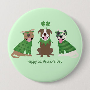 Happy St Patricks Day Pit Bull Dogs 10 Cm Round Badge