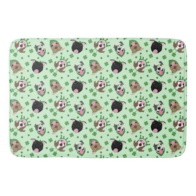 Happy St Patricks Day Pit Bull Dogs Bath Mat (Front)