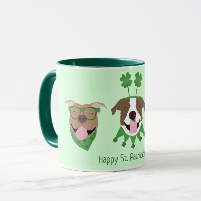 Happy St Patricks Day Pit Bull Dogs Mug (Front Left)