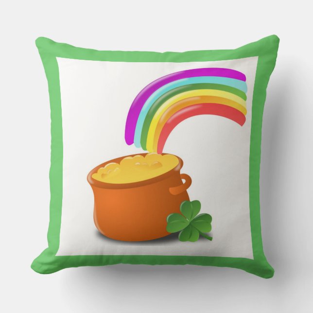 "HAPPY ST. PATRICK'S DAY" POT OF GOLD CUSHION (Front)
