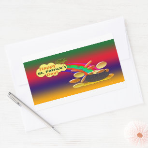 Happy St. Patrick's Day Rainbow Rectangular Sticker