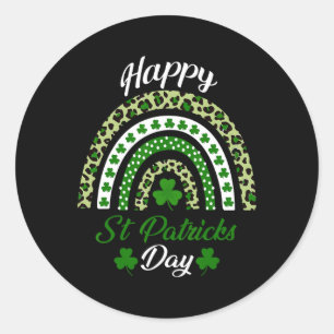 Happy St Patricks Day Rainbow St Patricks Day Luck Classic Round Sticker