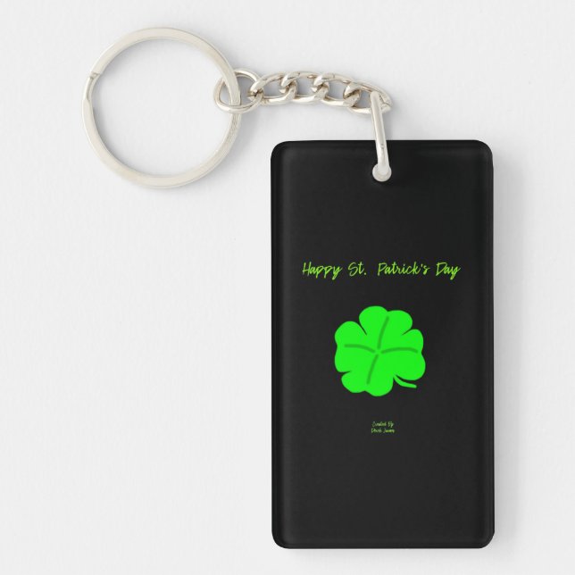 Happy St.  Patrick's Day Rectangle Key Chain (Front)