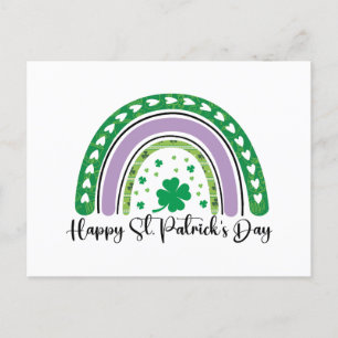 Happy St Patrick's Day Retro Shamrock Rainbow Postcard