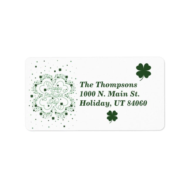 Happy St. Patrick's Day Return Mailing Labels (Front)