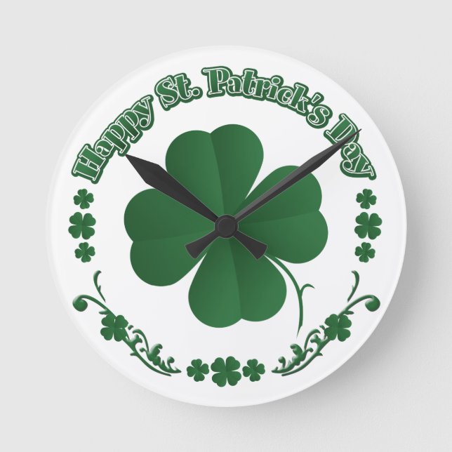 Happy St. Patrick's Day Round Clock (Front)