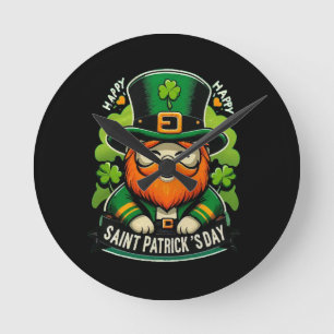 Happy St Patricks Day Round Clock