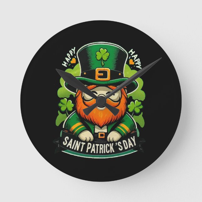 Happy St Patricks Day Round Clock (Front)