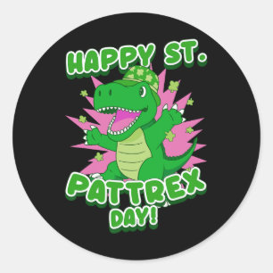 Happy St. Patricks Day Saint Paddy Day Dinosaur Lo Classic Round Sticker