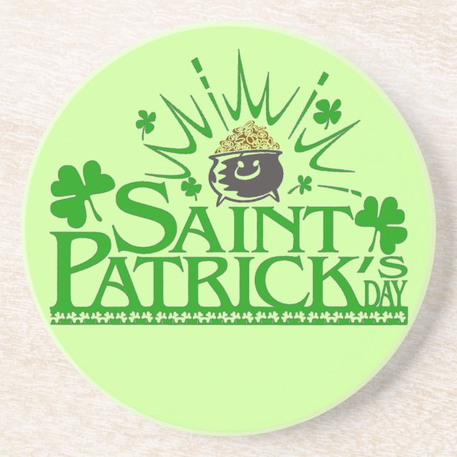 Happy St. Patrick's Day Sandstone Coaster (Front)