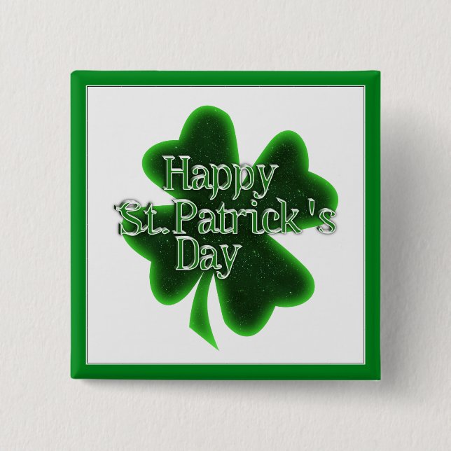 Happy St. Patricks Day Shamrock 15 Cm Square Badge (Front)
