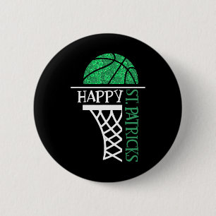Happy St Patricks Day Shamrock basketball player n 6 Cm Round Badge