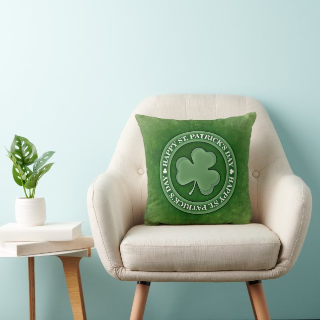 Happy St Patrick's Day Shamrock Green Vintage  Cushion (Chair)