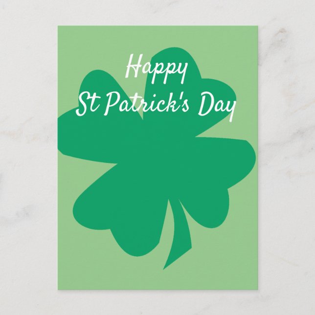 Happy St Patrick's Day Shamrock Leaf Irish Custom Postcard (Front)