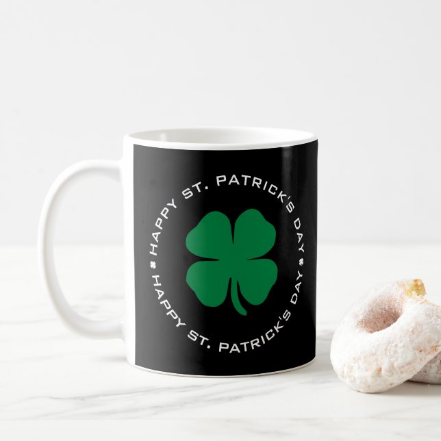 Happy St. Patrick's Day Shamrock Lucky Charm Coffee Mug (With Donut)