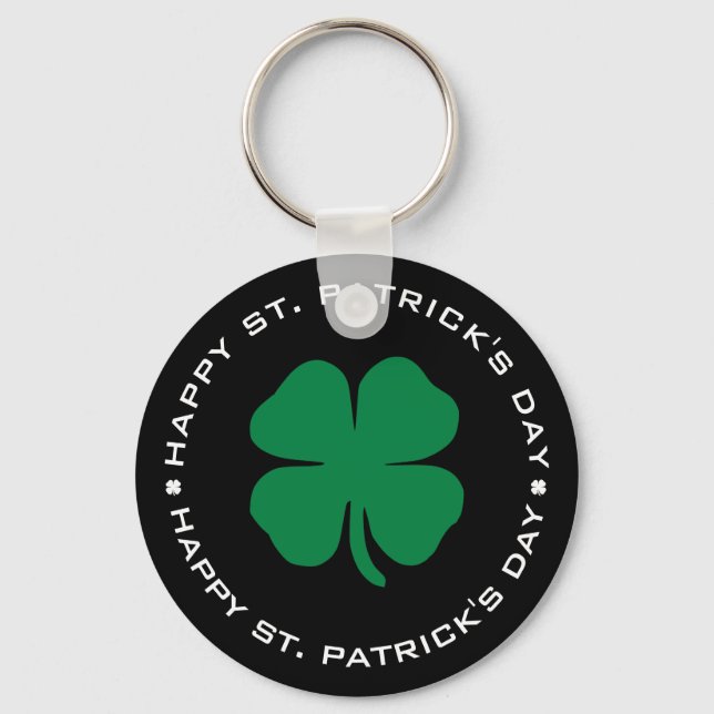 Happy St. Patrick's Day Shamrock Lucky Charm Key Ring (Front)