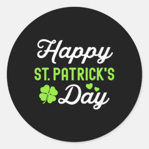 Happy St Patricks Day Shamrock Lucky Girl Womens 2 Classic Round Sticker