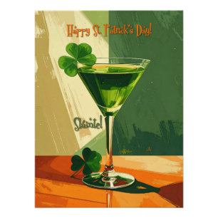 Happy St. Patrick's Day Shamrock Martini Poster