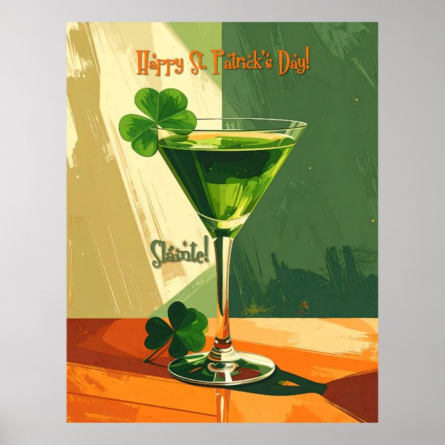 Happy St. Patrick's Day Shamrock Martini  Poster (Front)
