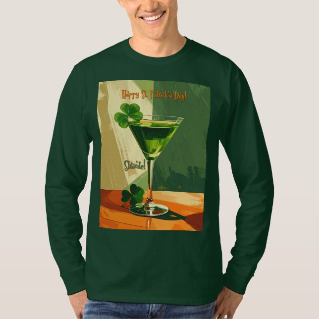 Happy St. Patrick's Day Shamrock Martini  T-Shirt (Front)