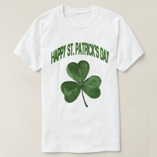 Happy St. Patrick's Day Shamrock T-Shirt (Design Front)