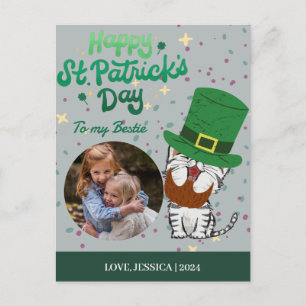 Happy St patrick's day Shamrocks Cute bestie Photo Holiday Postcard
