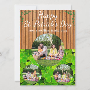 Happy St. patrick's day Shamrocks family 3 photo Holiday Card