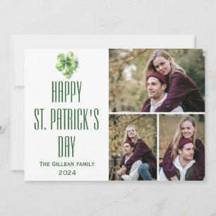 Happy St. patrick's day Shamrocks family 3 photo Holiday Card