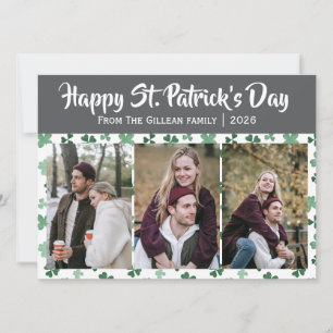 Happy St. patrick's day Shamrocks family 3 photo Holiday Card