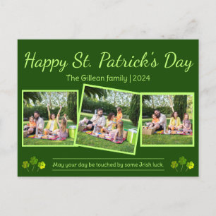 Happy St. patrick's day Shamrocks family 3 photo Holiday Postcard