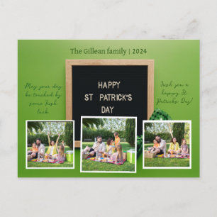Happy St. patrick's day Shamrocks family 3 photo Holiday Postcard