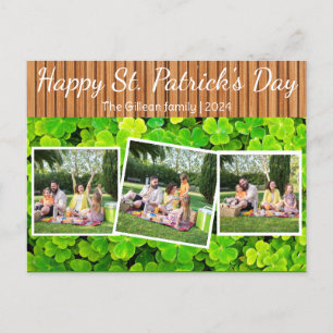 Happy St. patrick's day Shamrocks family 3 photo Holiday Postcard