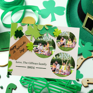 Happy St. patrick's day Shamrocks family 3 photo Holiday Postcard