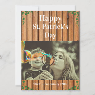 Happy St. patrick's day Shamrocks family one photo Holiday Card