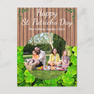 Happy St. patrick's day Shamrocks family one photo Holiday Postcard