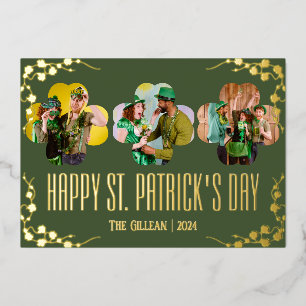 Happy St patricks day Shamrocks family photo 