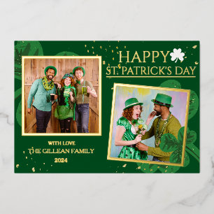 Happy St patricks day Shamrocks family photo