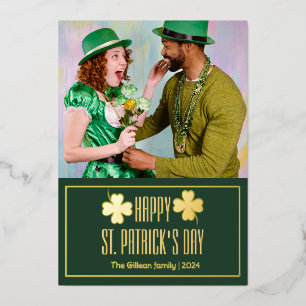Happy St patricks day Shamrocks family photo