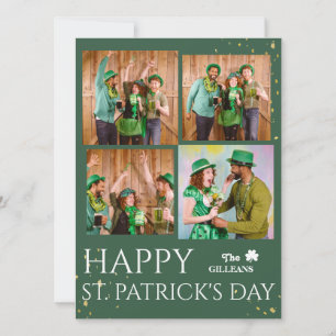 Happy St. patrick's day Shamrocks family photo  Holiday Card