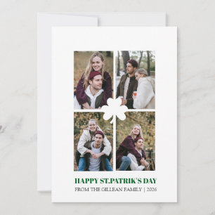 Happy St. patrick's day Shamrocks family photo Holiday Card