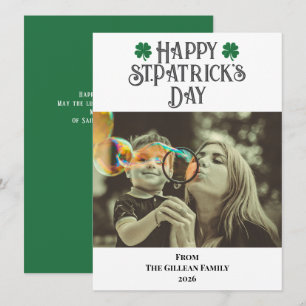 Happy St. patrick's day Shamrocks family photo  Holiday Card