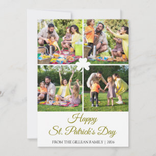 Happy St. patrick's day Shamrocks family photo Holiday Card