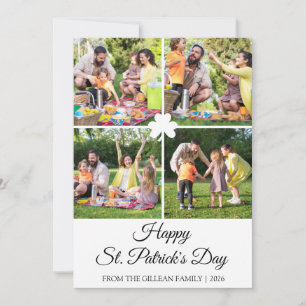 Happy St. patrick's day Shamrocks family photo Holiday Card