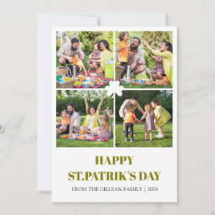 Happy St. patrick's day Shamrocks family photo Holiday Card