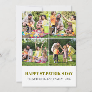 Happy St. patrick's day Shamrocks family photo Holiday Card