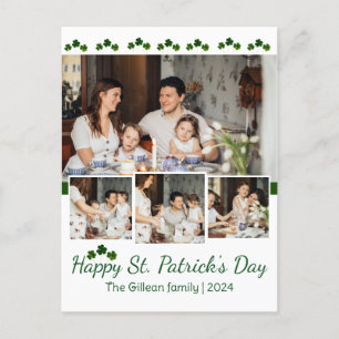 Happy St. patrick's day Shamrocks family photo Holiday Postcard