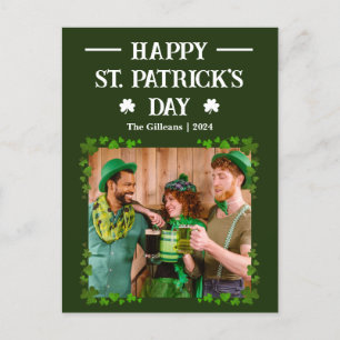 Happy St patricks day Shamrocks Family Photo Holiday Postcard
